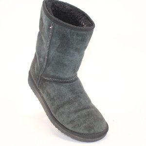 UGG Australia Classic Mid Calf Sheepskin Suede Boots Black Style F8006 #125